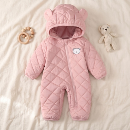 Lilo Bear Ear Padded Snowsuit - Dusty Pink
