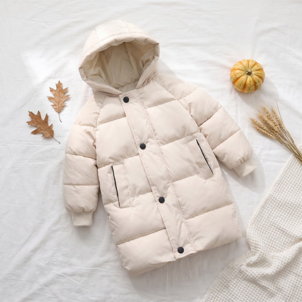 Lilo Mid Length Padded Winter Coat - Beige