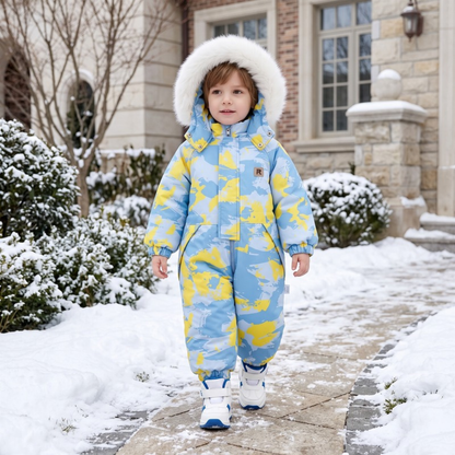 Lilo Lightweight Hooded Snowsuit - Light Blue Camo