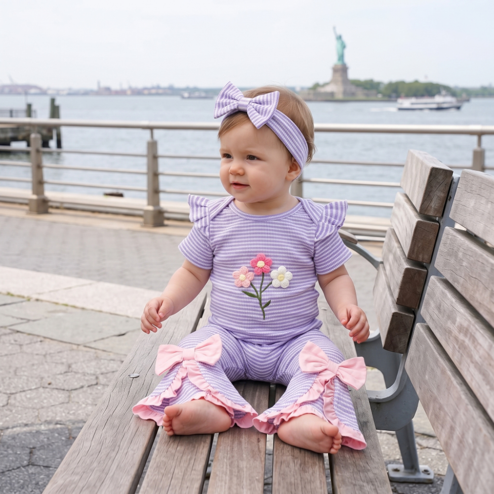 Lilo Waffle Floral Three Piece Set - Lavender
