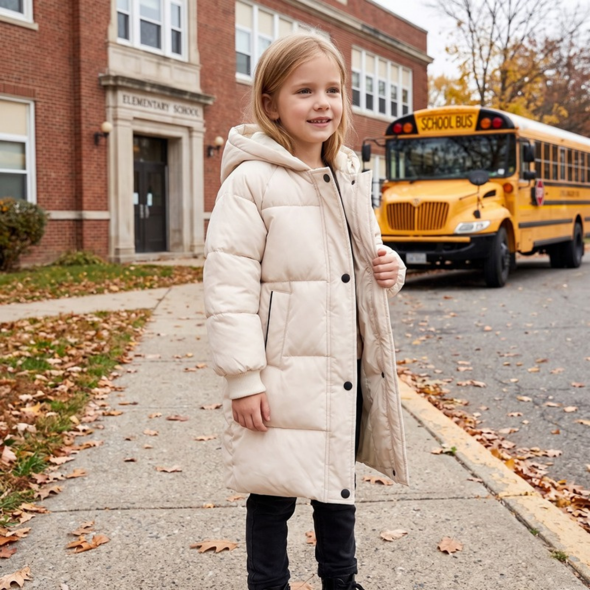 Lilo Mid Length Padded Winter Coat - Beige
