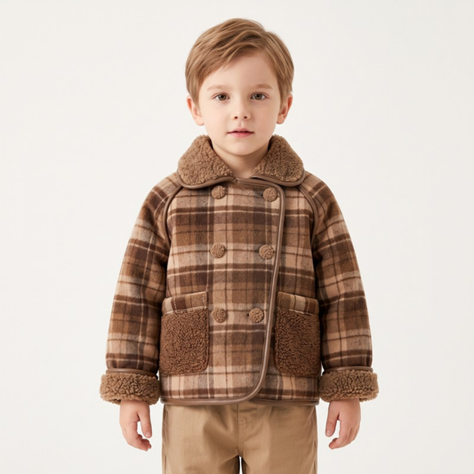 Lilo Plaid Wool Blend Lapel Jacket