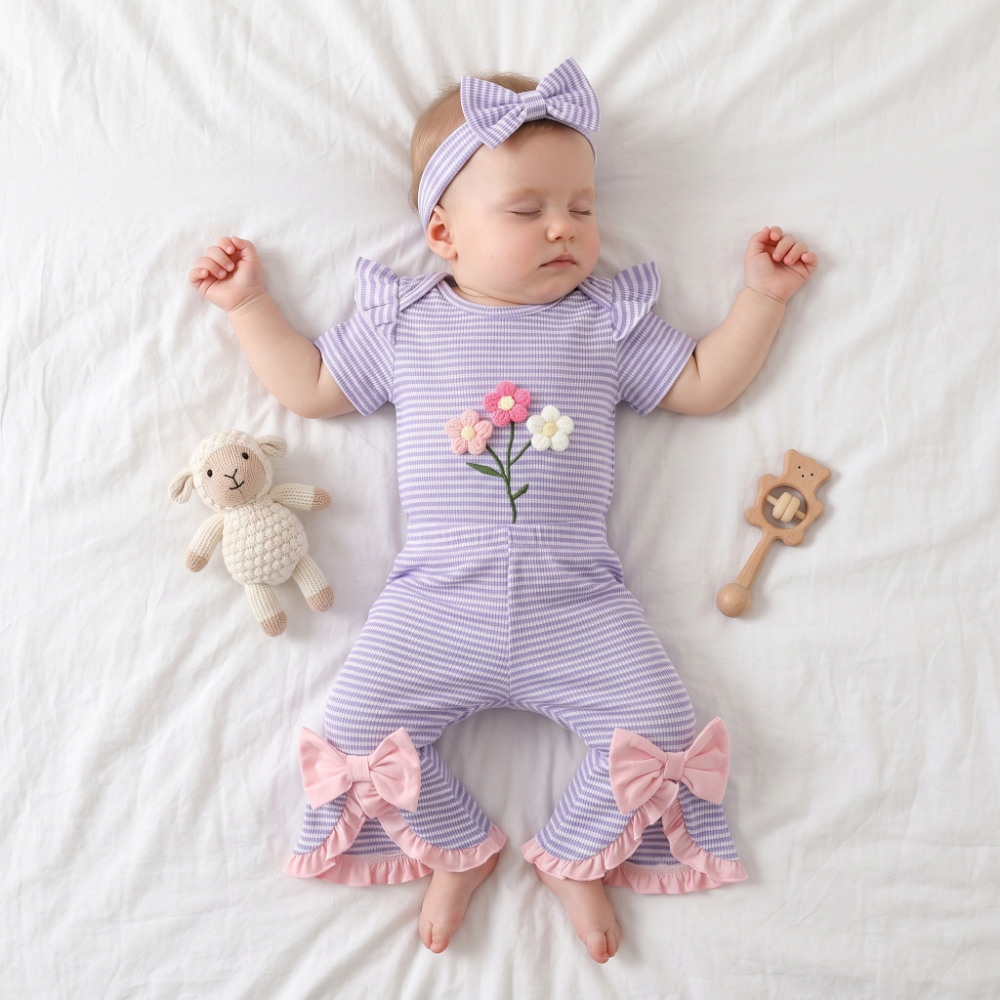 Lilo Waffle Floral Three Piece Set - Lavender