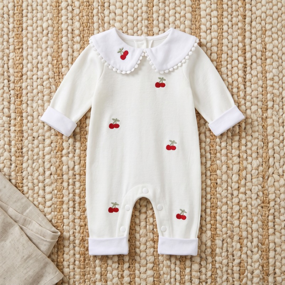 Lilo Cherry Collar Romper - Pink