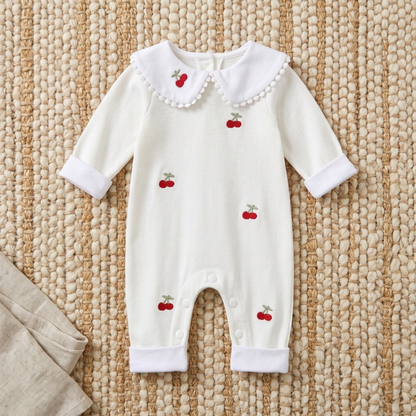 Lilo Cherry Collar Romper - Pink