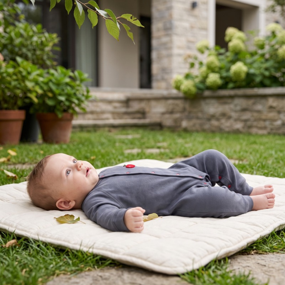 Lilo Pure Cotton Baby Romper - Dark Grey
