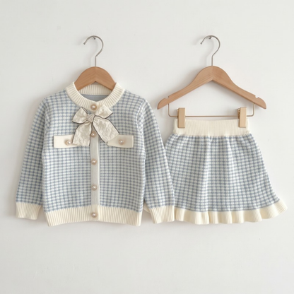 Lilo Knitted Cardigan and Skirt Set - Light Blue