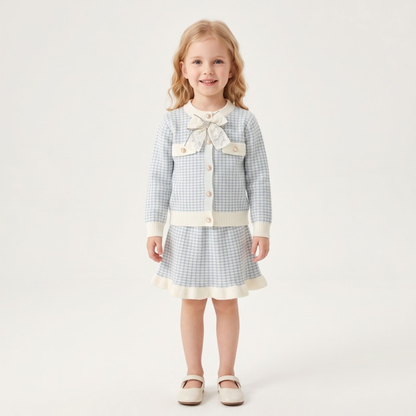 Lilo Knitted Cardigan and Skirt Set - Light Blue