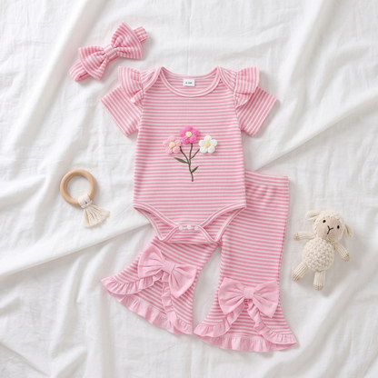 Lilo Waffle Floral Three Piece Set - Pink