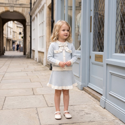 Lilo Knitted Cardigan and Skirt Set - Light Blue