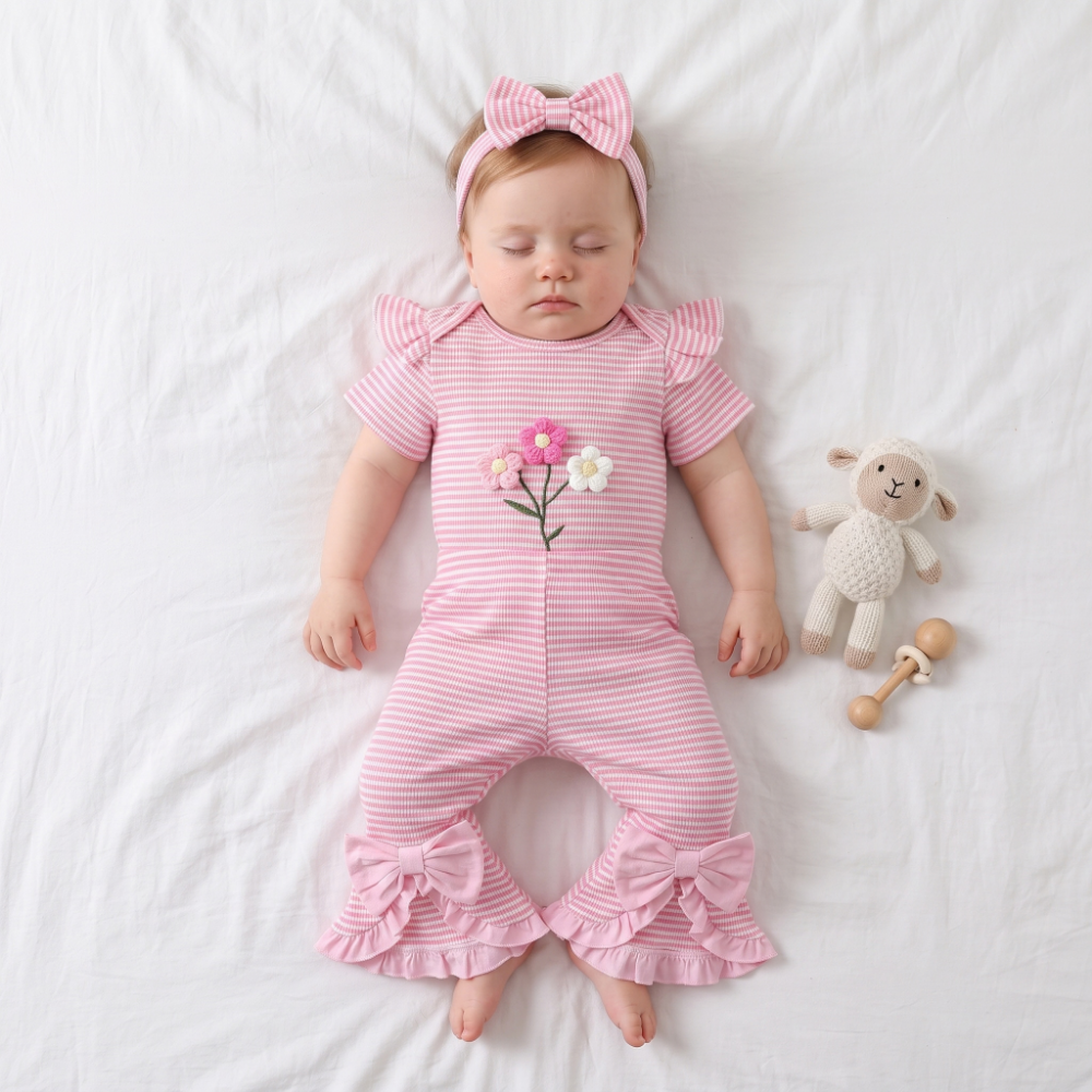 Lilo Waffle Floral Three Piece Set - Pink