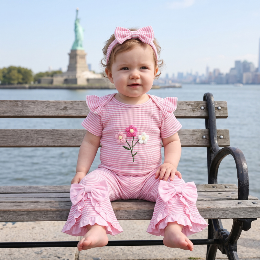 Lilo Waffle Floral Three Piece Set - Pink