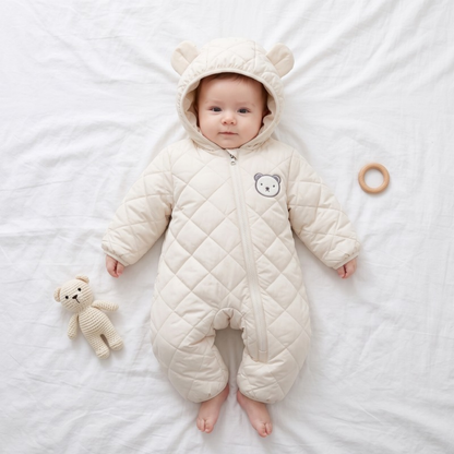 Lilo Bear Ear Padded Snowsuit - Cream