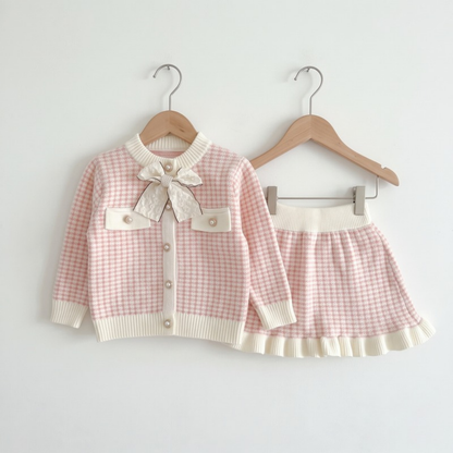 Lilo Knitted Cardigan and Skirt Set - Pink