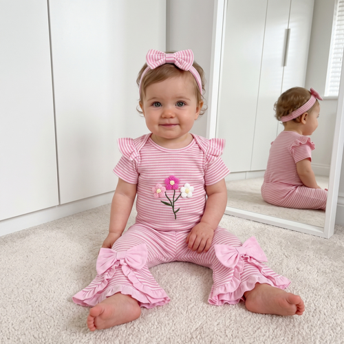 Lilo Waffle Floral Three Piece Set - Pink