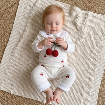 Lilo Cherry Collar Romper - White