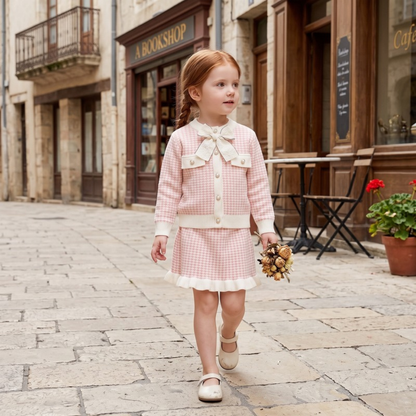 Lilo Knitted Cardigan and Skirt Set - Pink