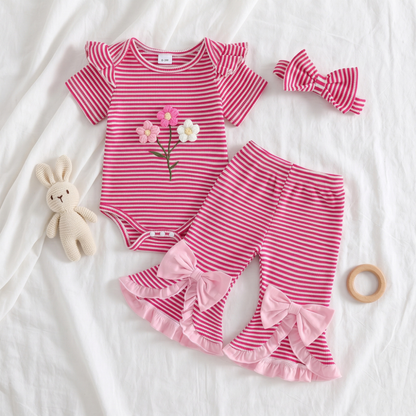 Lilo Waffle Floral Three Piece Set - Red