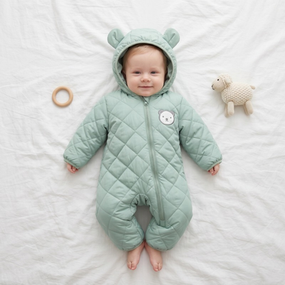 Lilo Bear Ear Padded Snowsuit - Sage Green