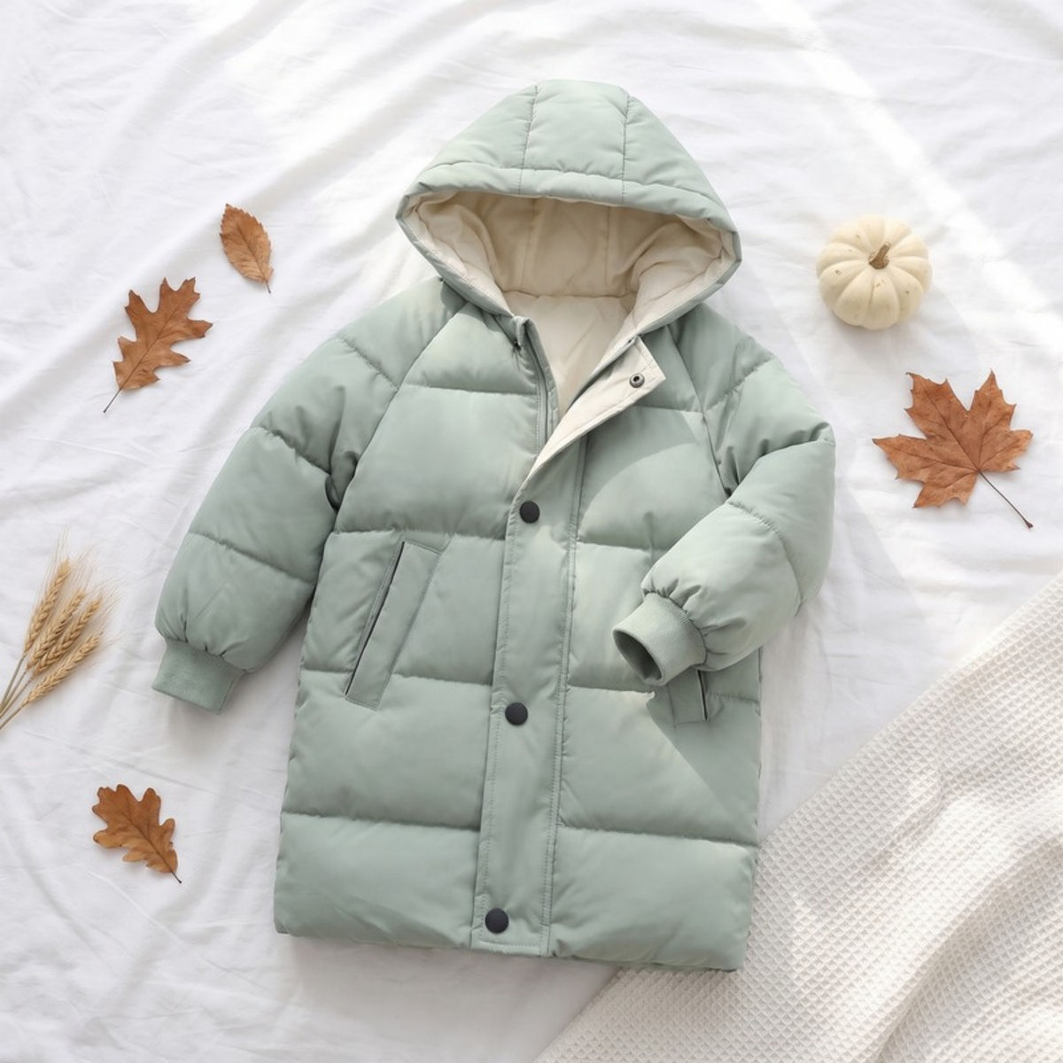 Lilo Mid Length Padded Winter Coat - Sage Green