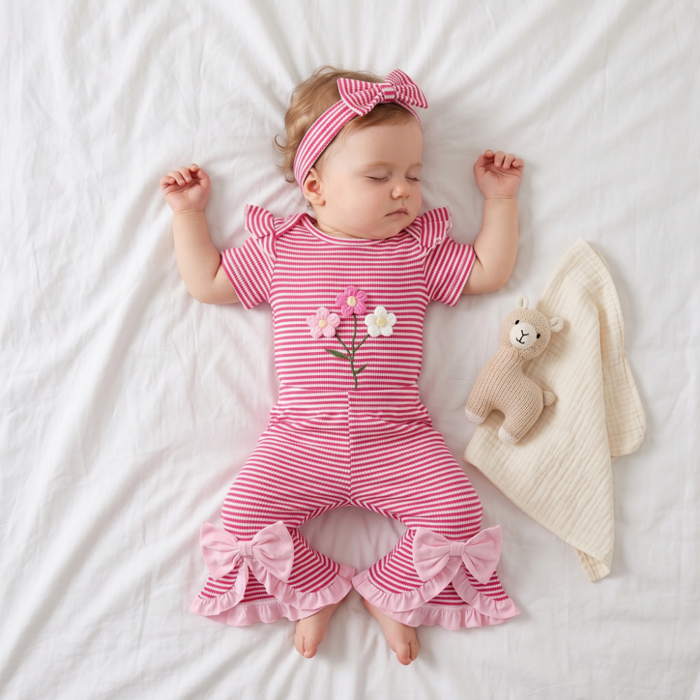 Lilo Waffle Floral Three Piece Set - Red