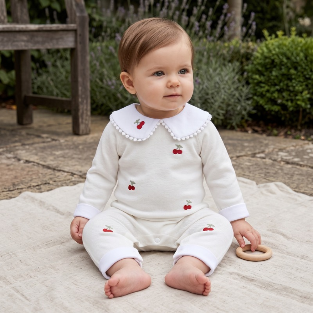 Lilo Cherry Collar Romper - White