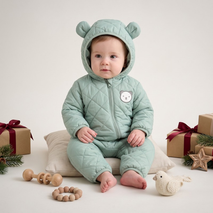Lilo Bear Ear Padded Snowsuit - Sage Green