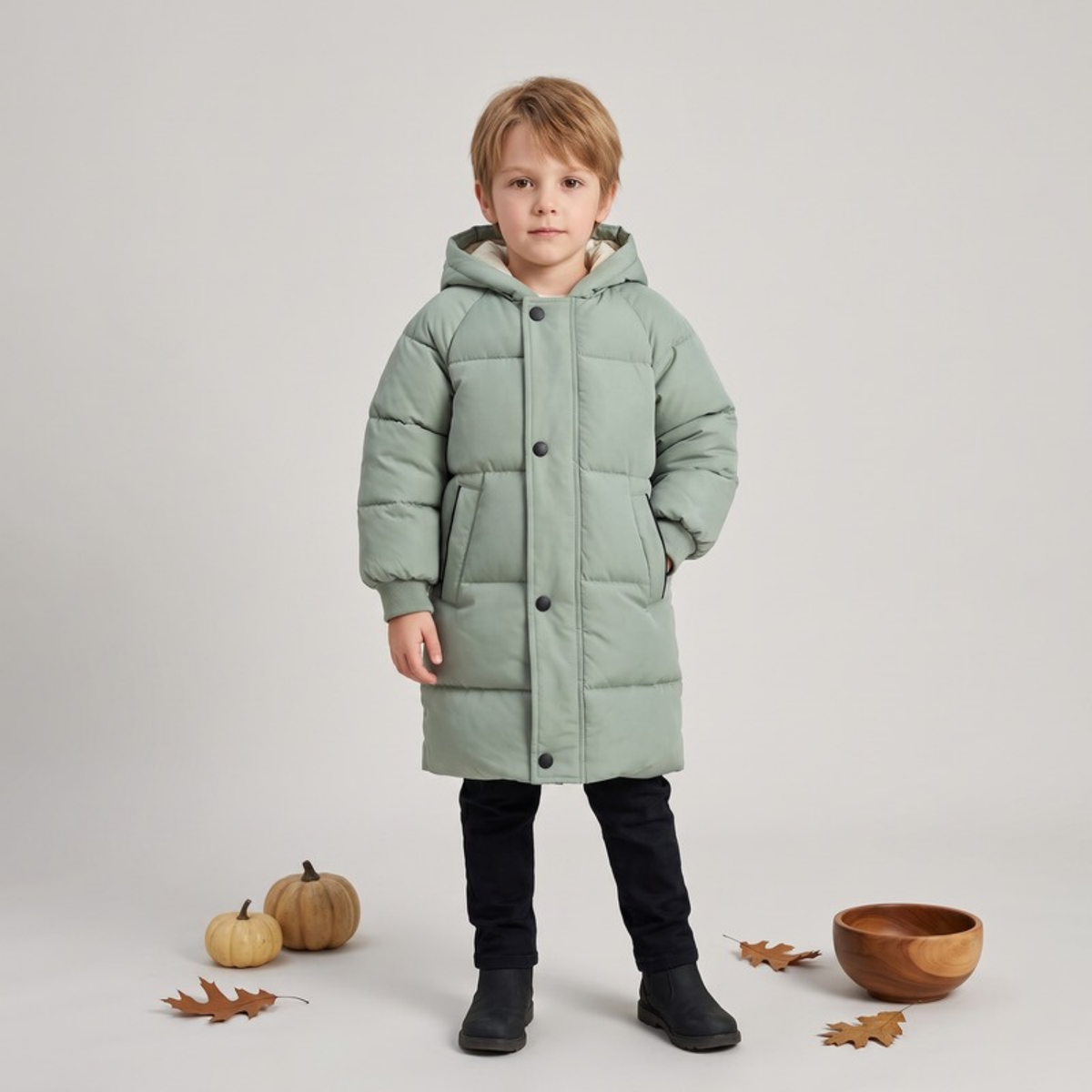 Lilo Mid Length Padded Winter Coat - Sage Green