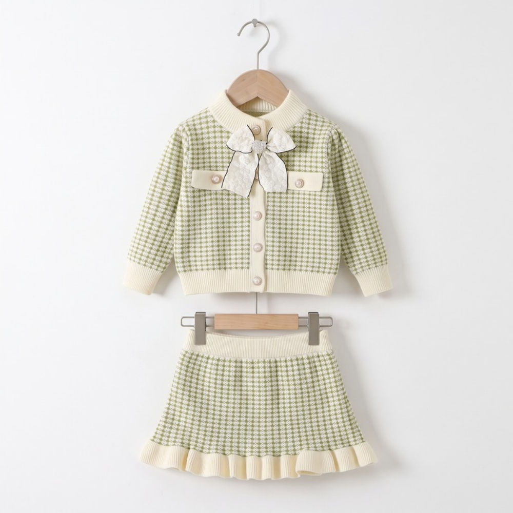 Lilo Knitted Cardigan and Skirt Set - Green