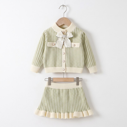 Lilo Knitted Cardigan and Skirt Set - Green