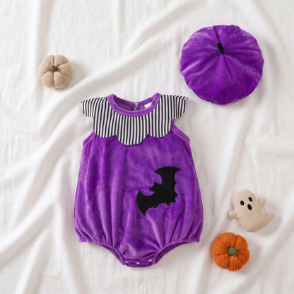 Lilo Pumpkin Baby Halloween Romper - Purple Bat