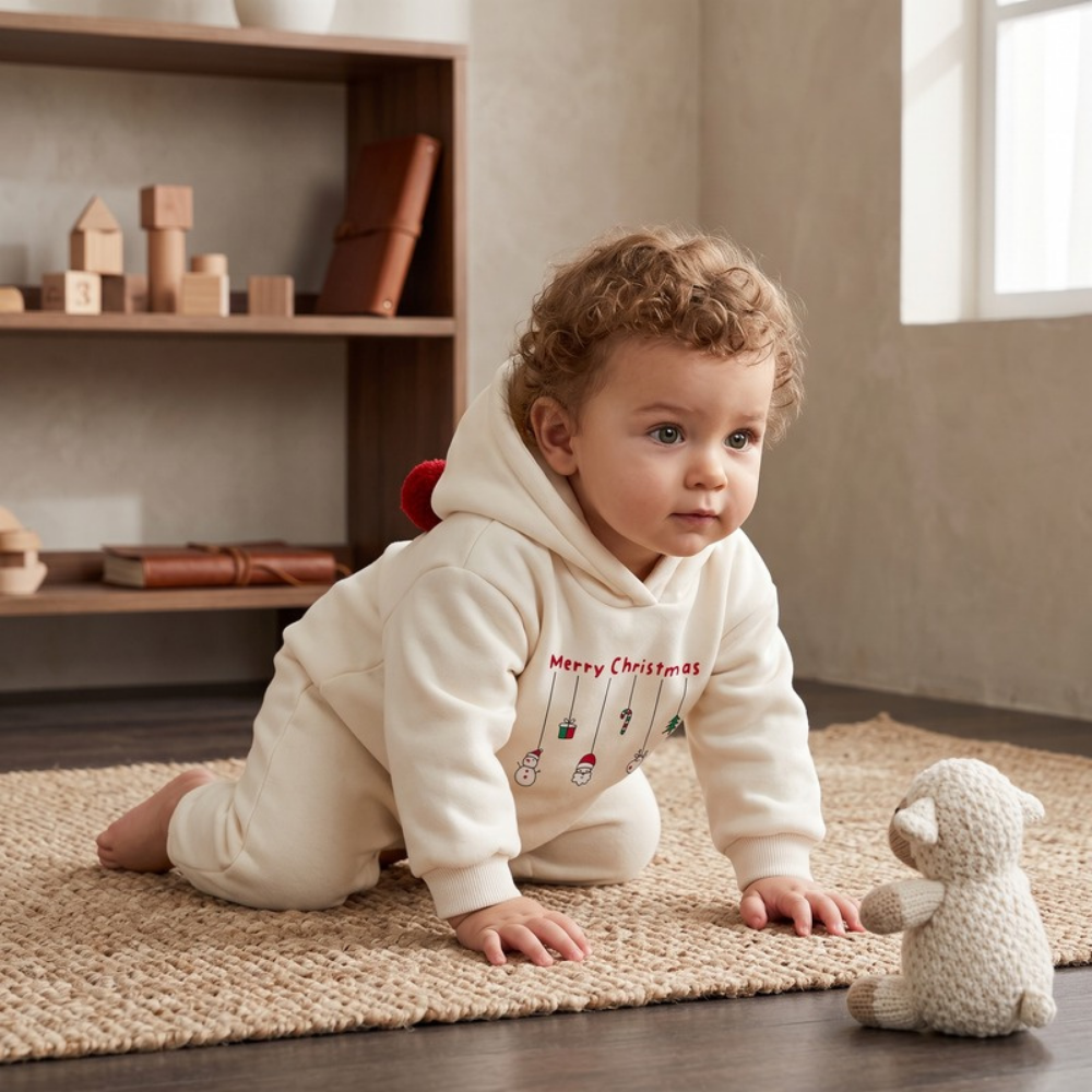 Lilo Fleece Lined Hooded Romper - Apricot Romper