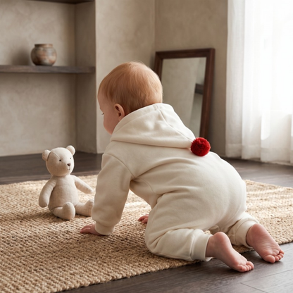 Lilo Fleece Lined Hooded Romper - Apricot Romper
