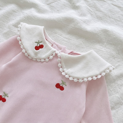 Lilo Cherry Collar Romper - Pink