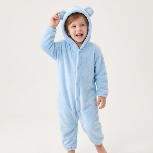 Lilo Bear Hooded Lounge Romper - Sky Blue
