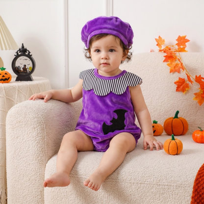 Lilo Pumpkin Baby Halloween Romper - Purple Bat