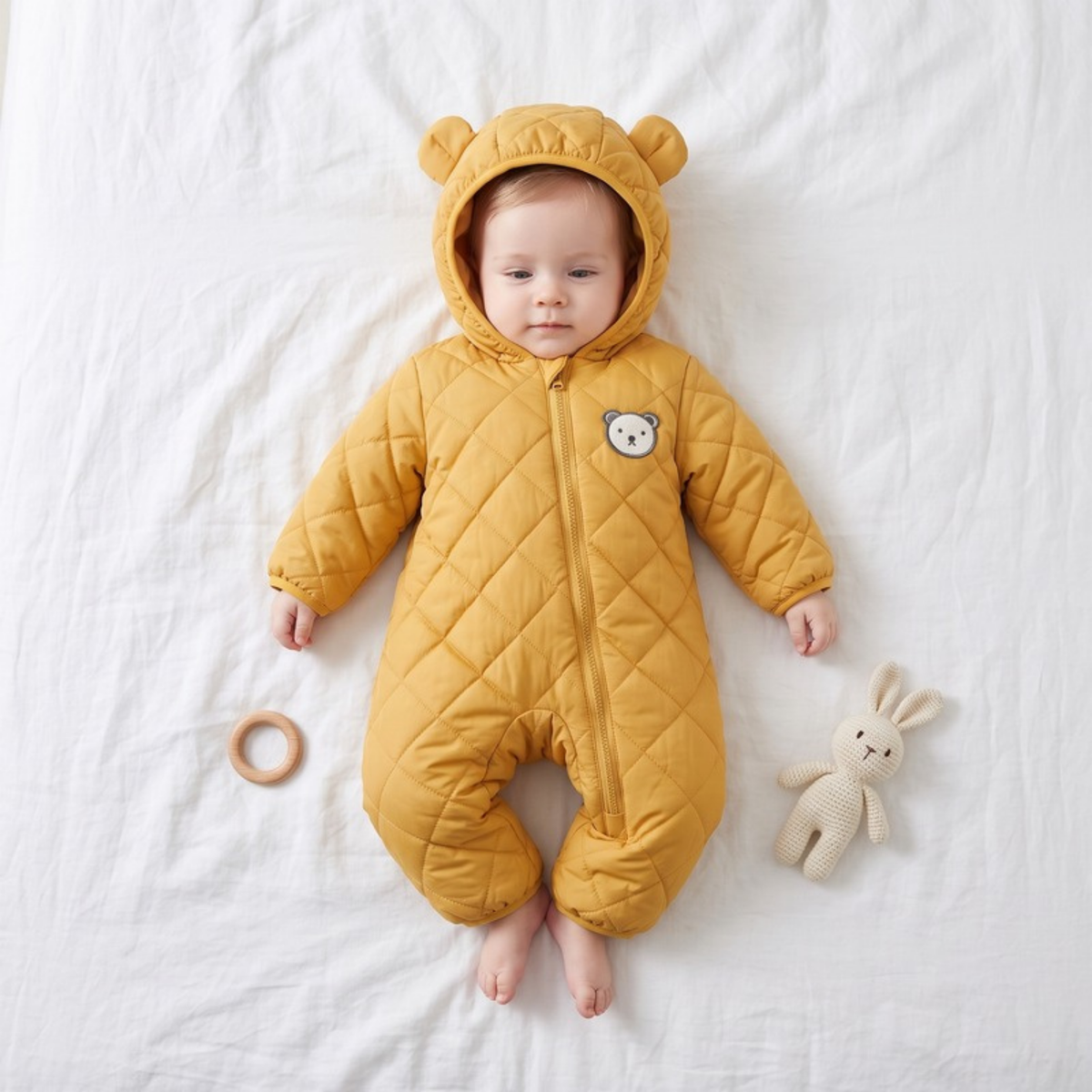 Lilo Bear Ear Padded Snowsuit - Mustard