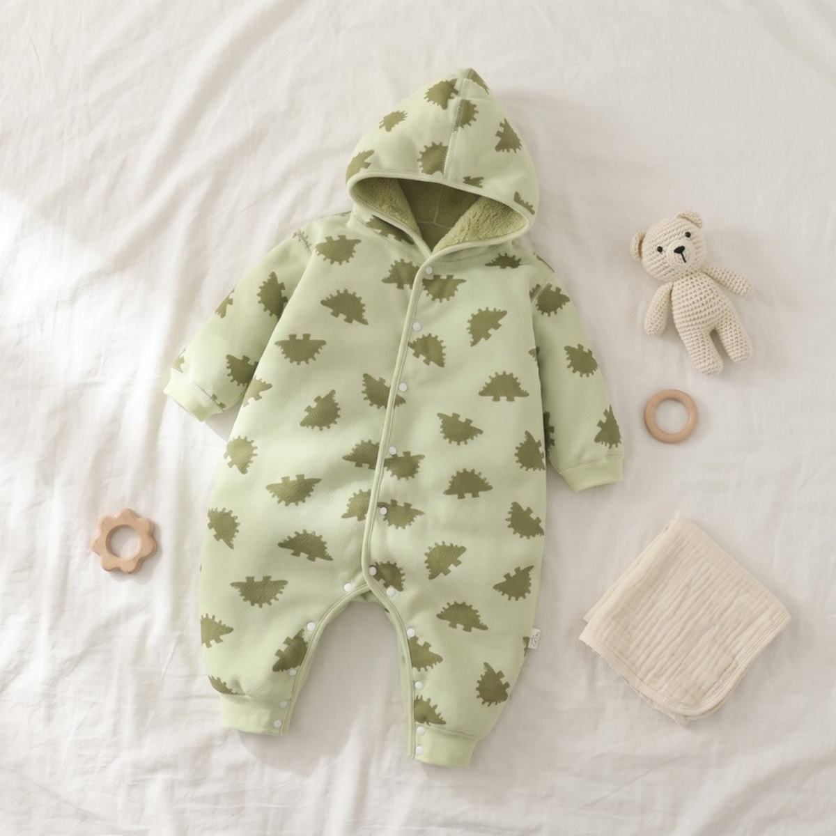 Lilo Double Sided Velvet Sleepsuit - Green Dinosaur