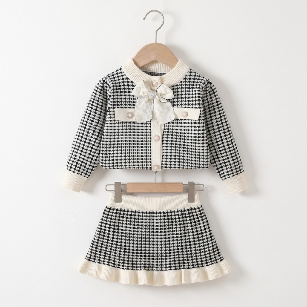Lilo Knitted Cardigan and Skirt Set - Black