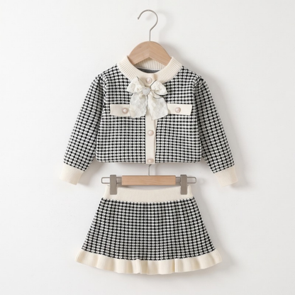 Lilo Knitted Cardigan and Skirt Set - Black