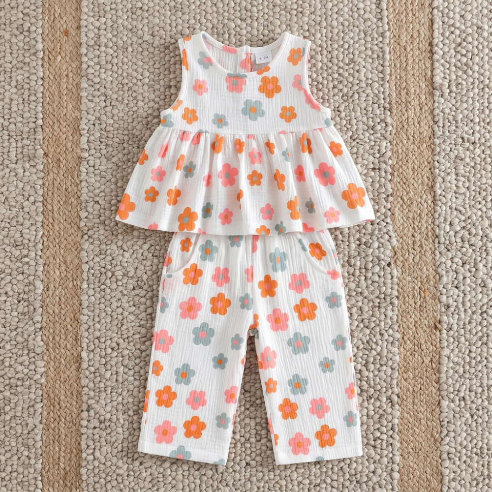 Lilo Floral Tank and Pants Set - White