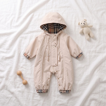 Lilo Plaid Hooded Baby Romper
