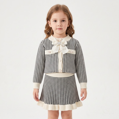 Lilo Knitted Cardigan and Skirt Set - Black