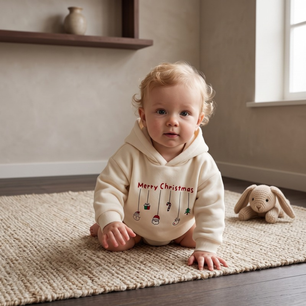 Lilo Fleece Lined Hooded Romper - Apricot Romper