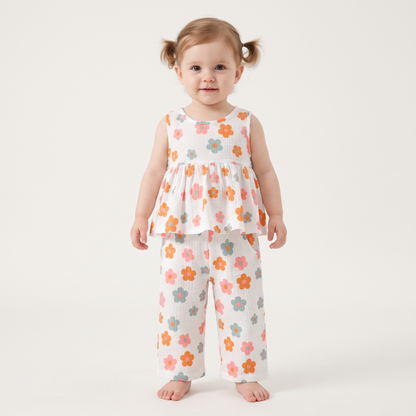 Lilo Floral Tank and Pants Set - White