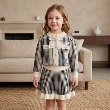 Lilo Knitted Cardigan and Skirt Set - Black