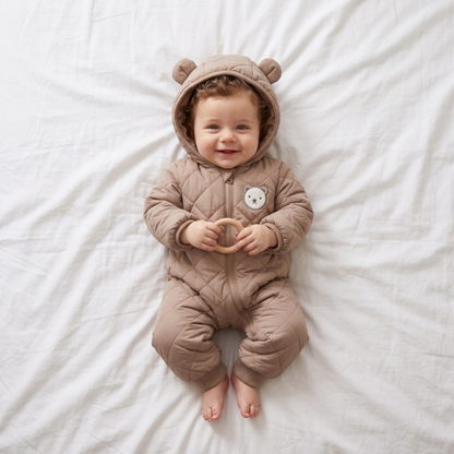 Lilo Bear Ear Padded Snowsuit - Taupe