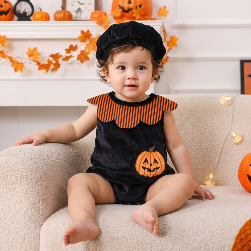Lilo Pumpkin Baby Halloween Romper - Black Pumpkin