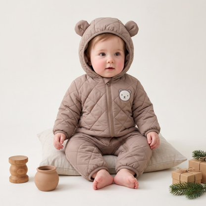 Lilo Bear Ear Padded Snowsuit - Taupe