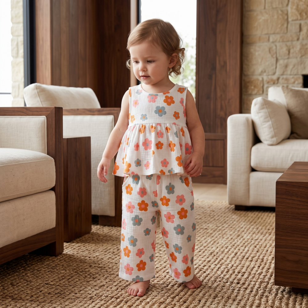 Lilo Floral Tank and Pants Set - White